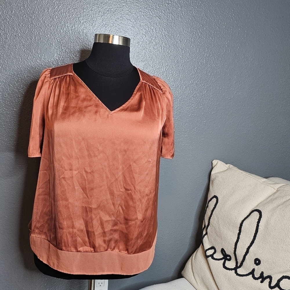 Daniel Rainn orange silky blouse size 1X